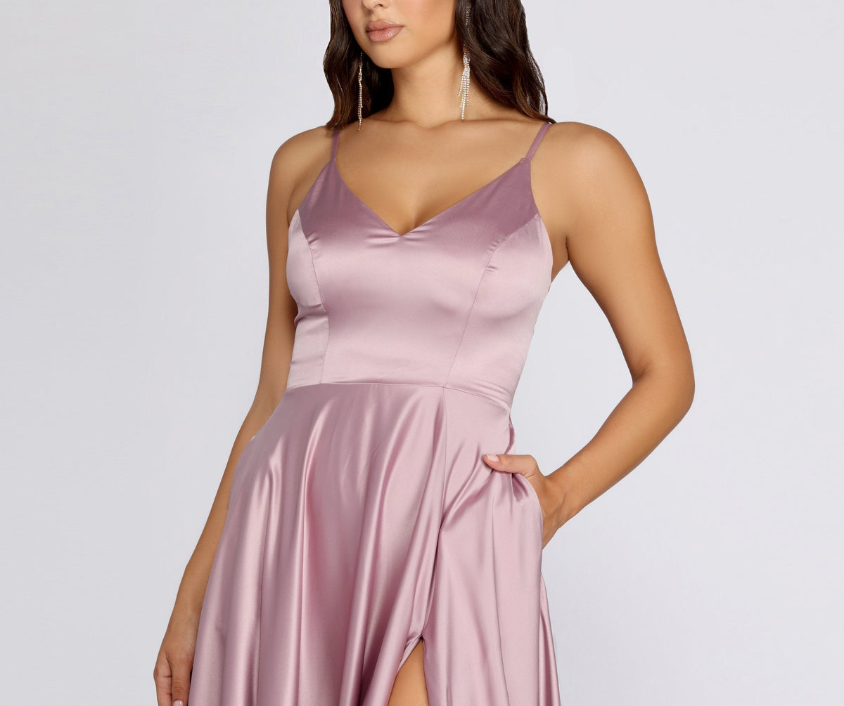 Satin High-Slit Maxi Dress