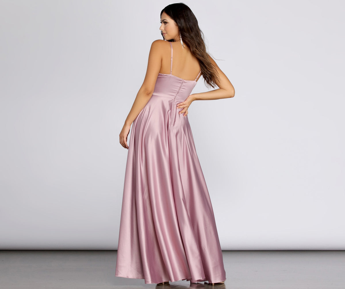 Satin High-Slit Maxi Dress