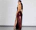 High-Slit Maxi Dress with Sequins