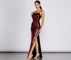 High-Slit Maxi Dress with Sequins