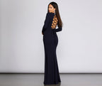Star-Detail Crepe Lace-Up Gown