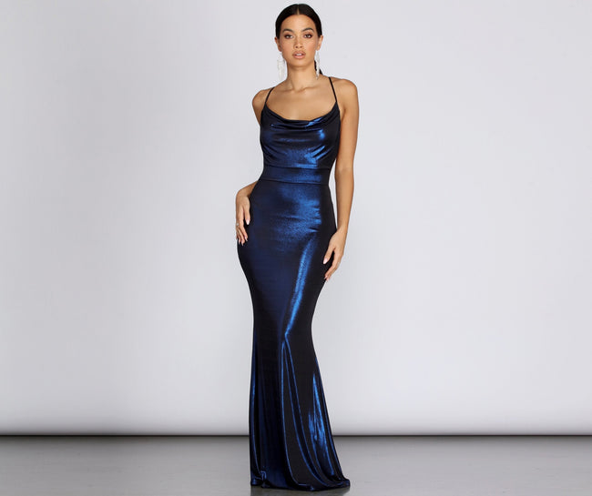 Jenna Metallic Goddess Maxi Dress - Lady Occasions Main image