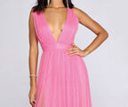 Knit Tulle Slit-Detail Maxi Dress