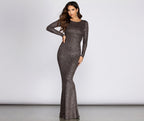 Glitter Mesh Maxi Dress with Open Back