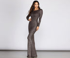 Glitter Mesh Maxi Dress with Open Back