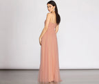 Tulle Knit Maxi Dress with A-Line Shape