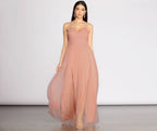 Tulle Knit Maxi Dress with A-Line Shape