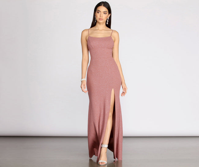 Aracely Glitter Crepe Mermaid Dress - Lady Occasions Main image