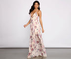 Floral A-Line Dress with Chiffon Detailing