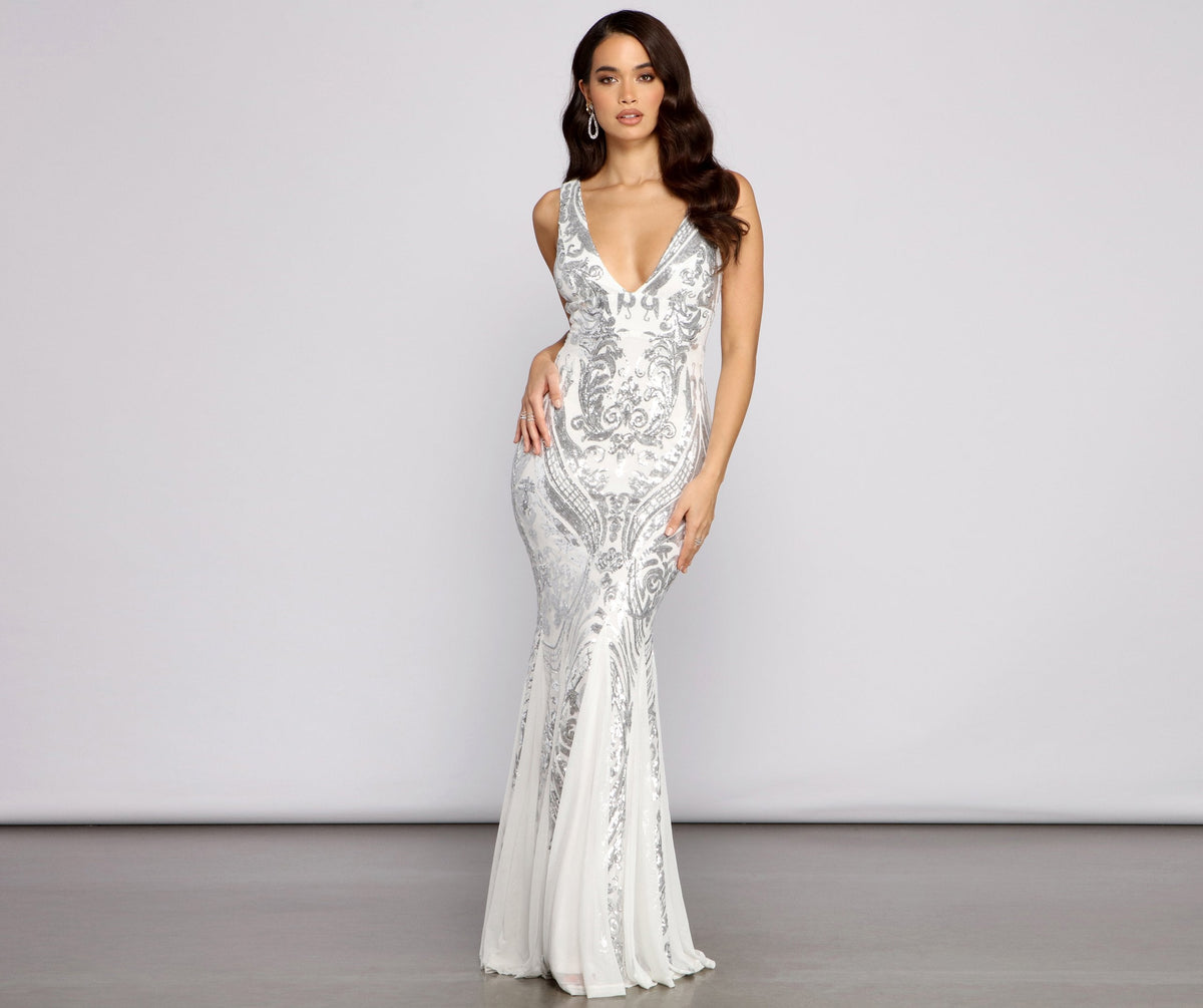 Mesh Mermaid Dress with Sequins