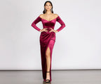 Celeste Off The Shoulder Wrap Front Velvet Dress - Lady Occasions