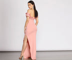 Crepe Off-Shoulder Dress with Ruffle Details