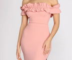 Crepe Off-Shoulder Dress with Ruffle Details