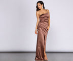 Satin Dress with One-Shoulder Cut
