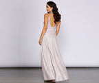 A-Line Glitter Rhinestone-Detail Maxi Dress