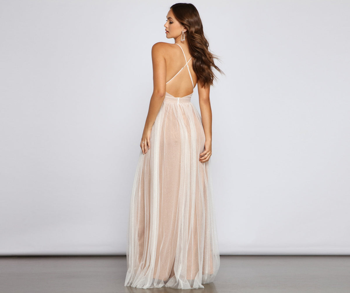 Tulle A-Line Dress with Glitter Detail
