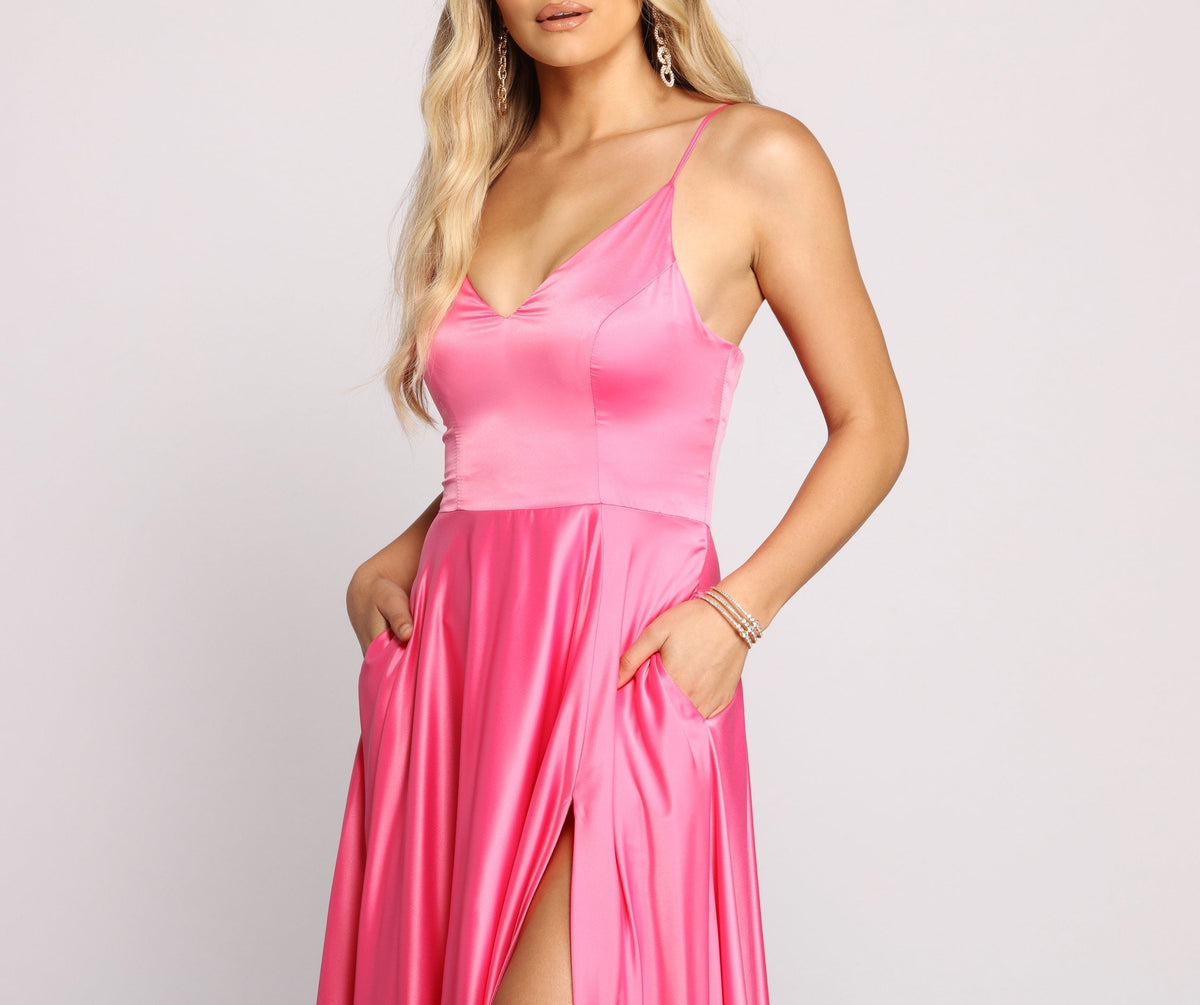 Satin High-Slit Maxi Dress