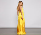 Sleeveless Satin Dress with High Slit