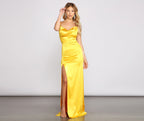Sleeveless Satin Dress with High Slit