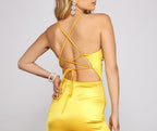 Sleeveless Satin Dress with High Slit