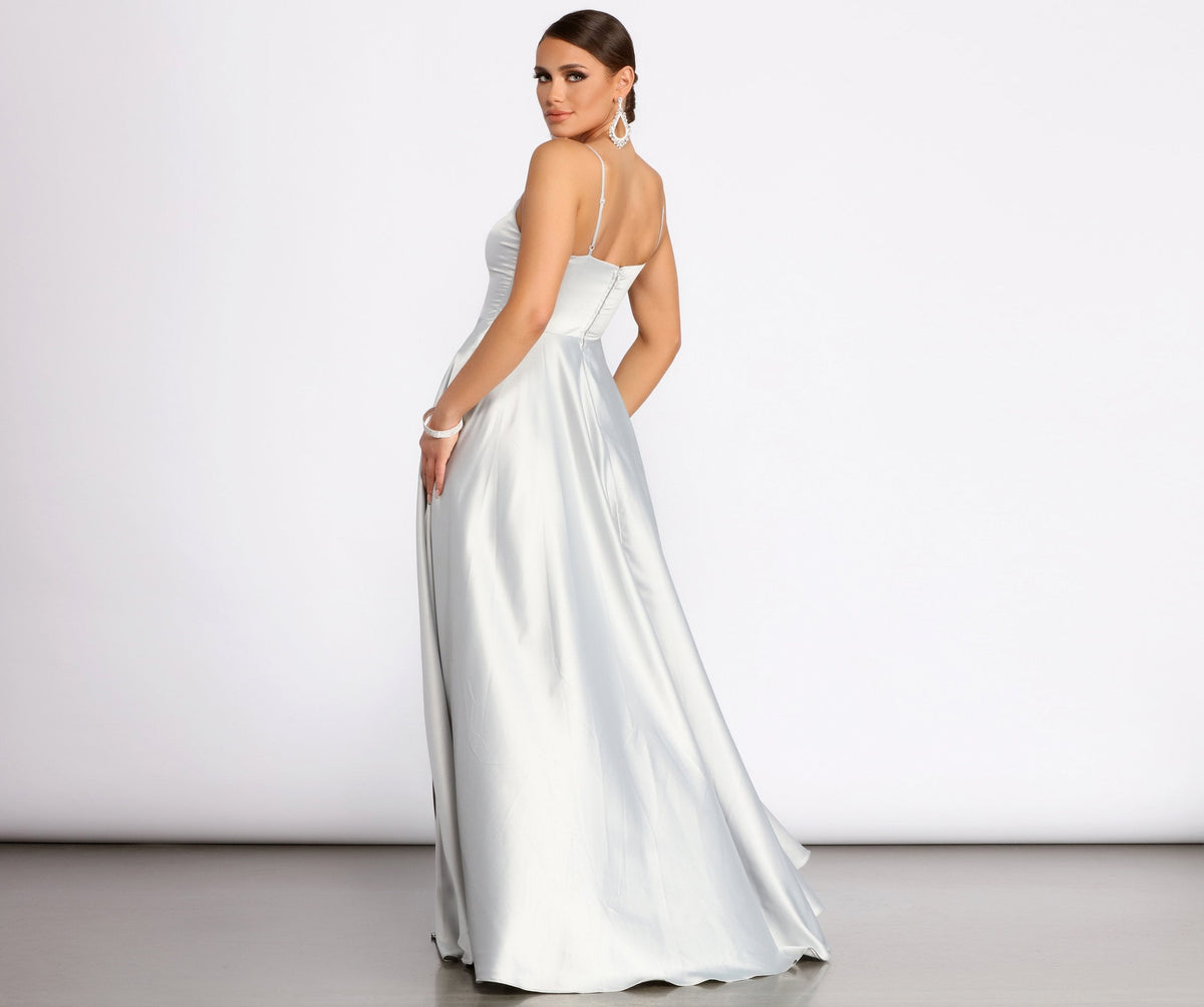 Satin High-Slit Maxi Dress