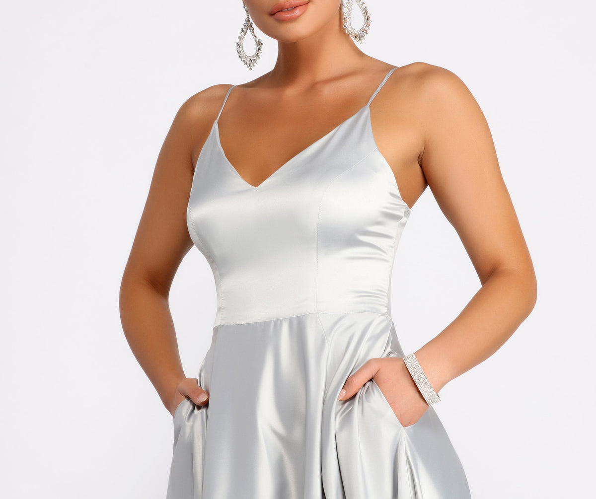 Satin High-Slit Maxi Dress