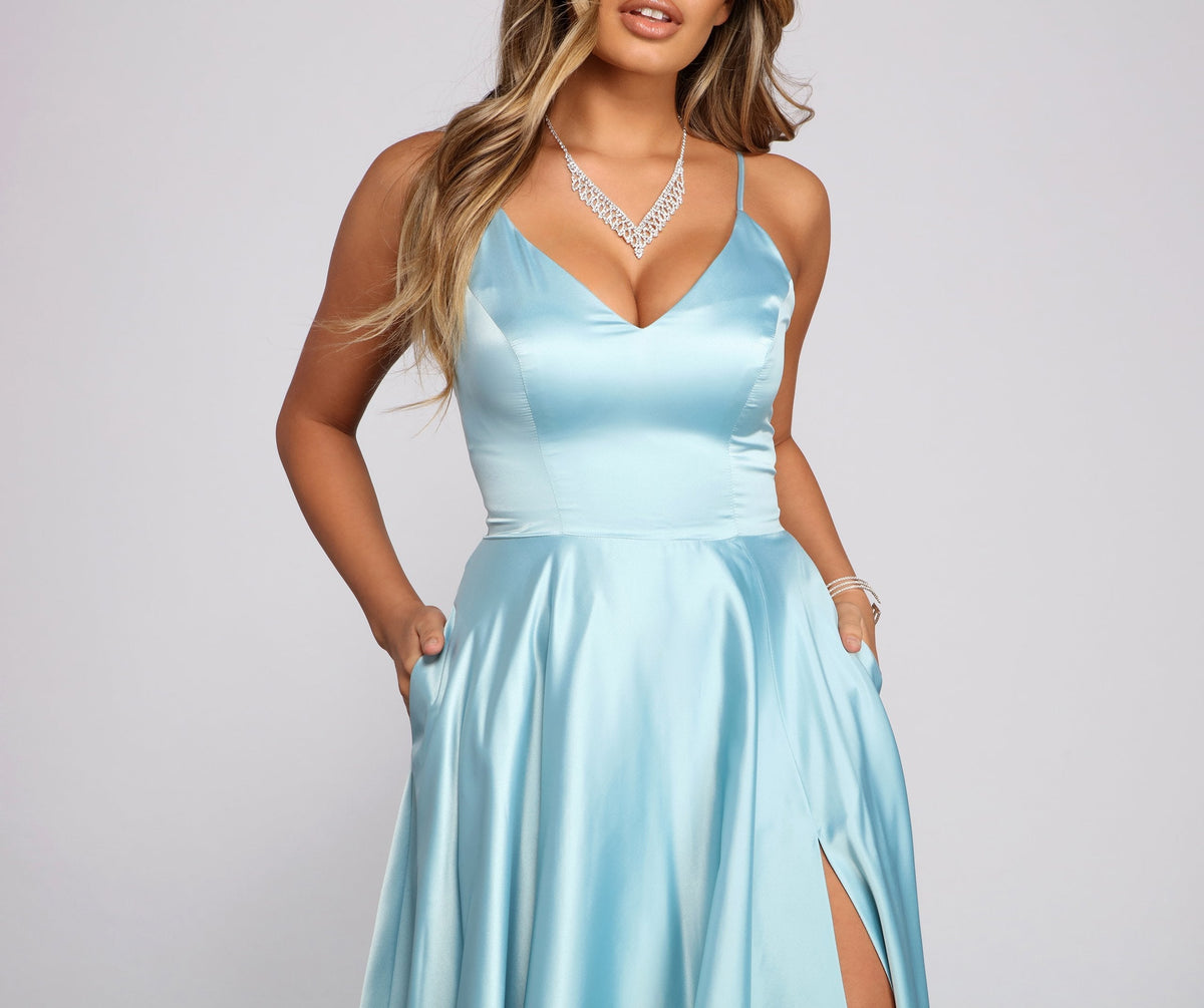 Satin High-Slit Maxi Dress