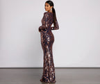 Sequined Long-Sleeve Dress