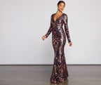 Sequined Long-Sleeve Dress
