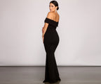 Crepe Dress with Off-Shoulder Neckline