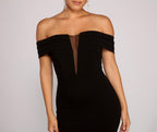 Crepe Dress with Off-Shoulder Neckline