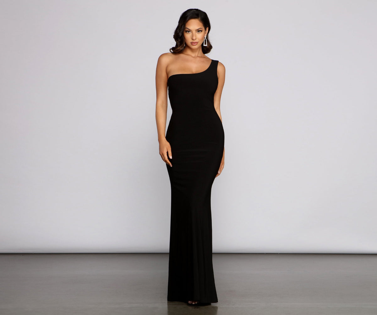 One-Shoulder Open-Back Dress