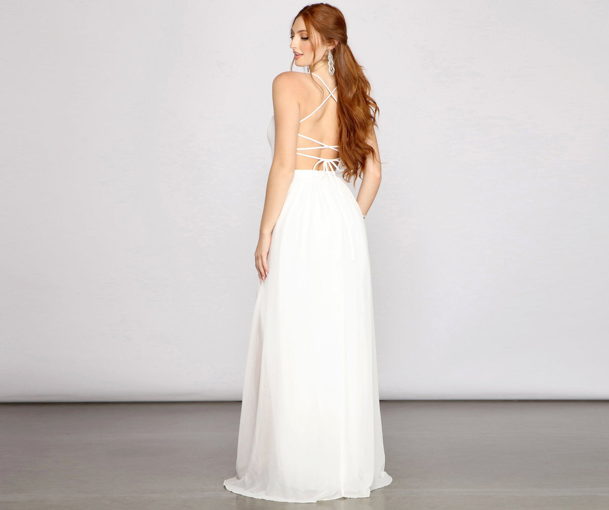 Crepe Chiffon Dress with High Slit