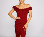 Crepe Mermaid Off-Shoulder Maxi Dress