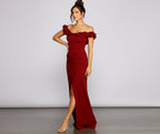 Crepe Mermaid Off-Shoulder Maxi Dress