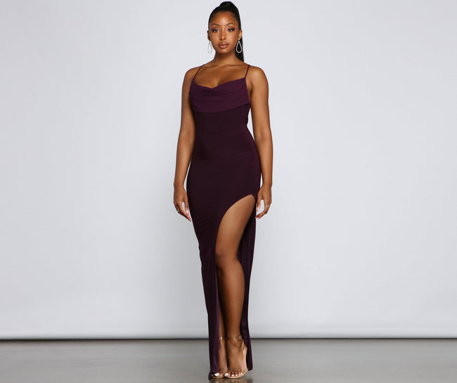 Inez Formal High Slit Ruched Dress - Lady Occasions Main image