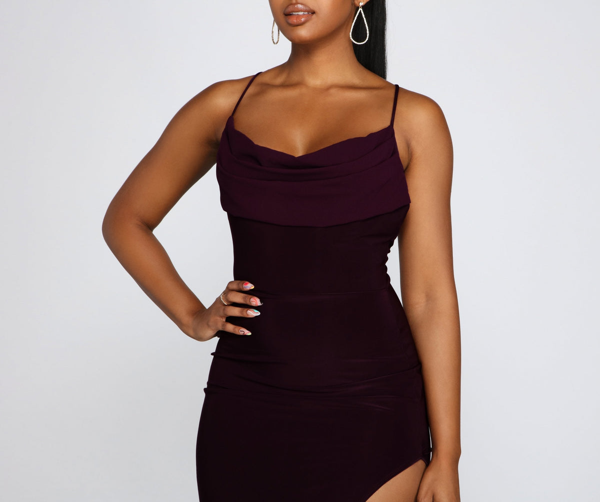 High-Slit Dress with Ruching