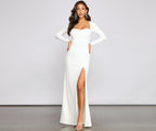 Kayla Long Sleeve Lace-Up Back Formal Dress - Lady Occasions