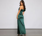 Draped Satin Dress with One-Shoulder Cut
