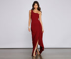 Crepe Dress with One-Shoulder Cut