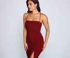 Lace-Up Dress with High Slit