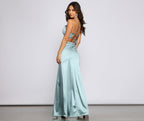 Sleeveless Satin Dress with High Slit