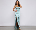 Sleeveless Satin Dress with High Slit