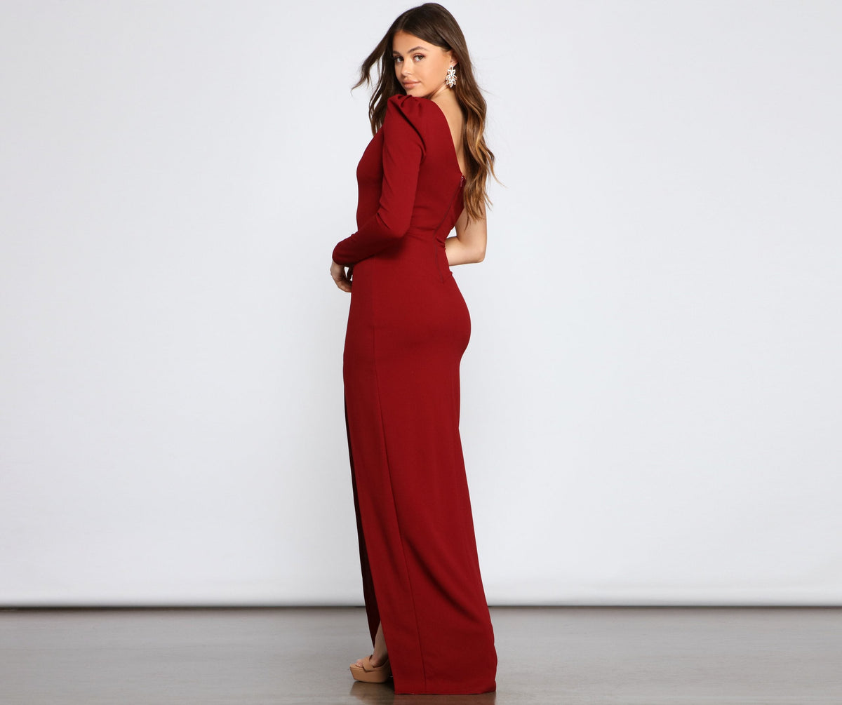 Crepe One-Shoulder Maxi Dress