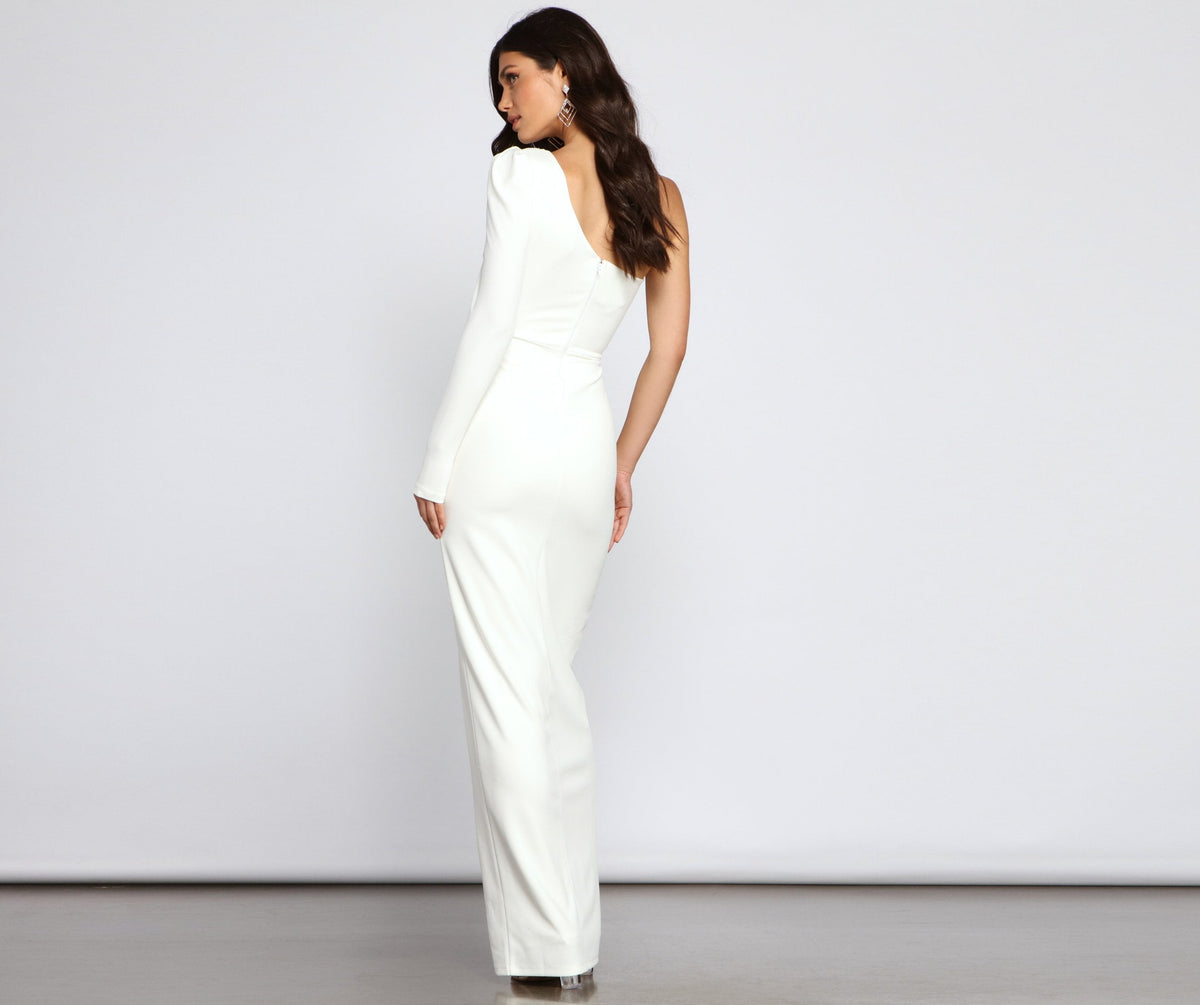 Crepe One-Shoulder Maxi Dress