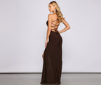 Lace-Up Knit Dress with Side Slit