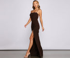 Lace-Up Knit Dress with Side Slit