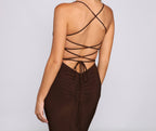 Lace-Up Knit Dress with Side Slit