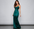 Cross-Detail Satin Mermaid Dress with Ruching