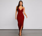 Giselle Formal High Slit Crepe Dress - Lady Occasions